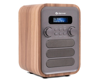 Radio i budzik Denver Radio retro DAB+/FM Denver DAB-48 drewno+szary front